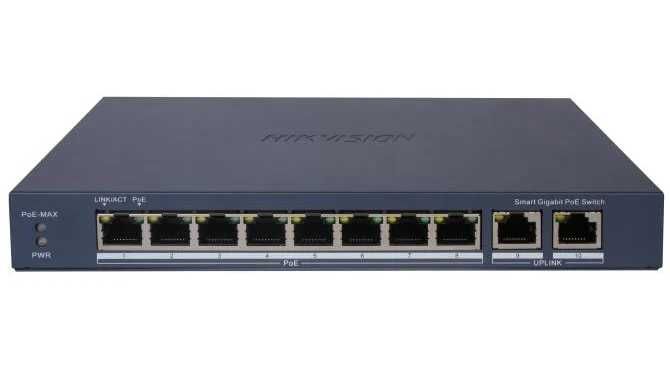 Switch 8 porturi PoE Hikvision DS-3E0310P-E-M 2 porturi uplink gigabit nou Sigilat