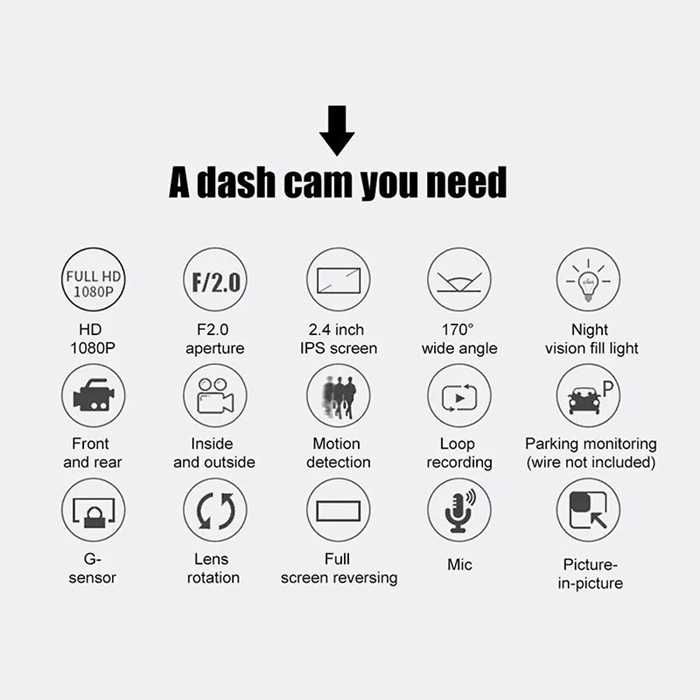 Видеорегистратор 2464 2.4 Инча + 2 Камери