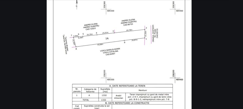Teren de vanzare 1332 mp, Intravilan  Brosteni, 15km de Pitesti, 13eur