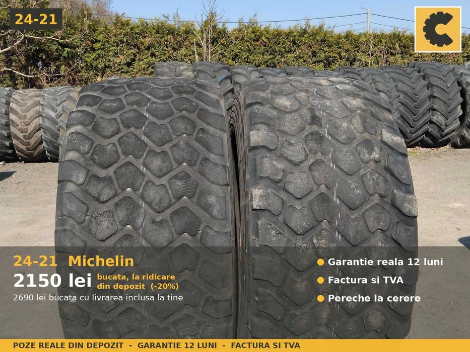 Cauciucuri 24-21 Michelin Anvelope Utilaj Greu Tractiune PERECHE SH GARANTIE Factura 23.5-25