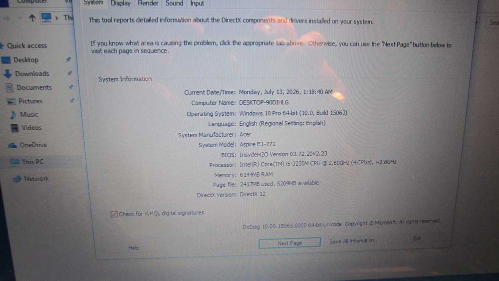 Laptop I5 gen. 3, ACER ASPIRE E1-771G