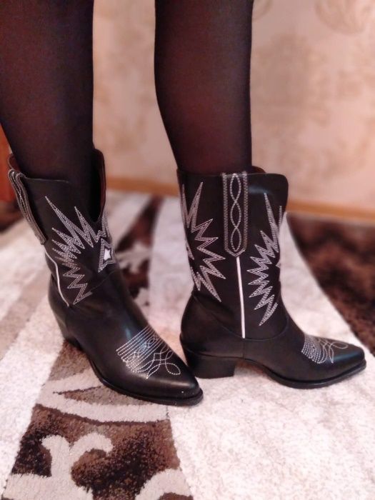 Казаки зима кожа мех. Люкс качество