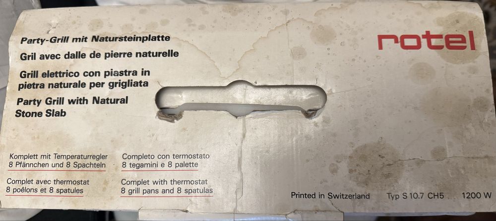 Rotel парти грил с естествена каменна плоча чисто нов пълен комплект