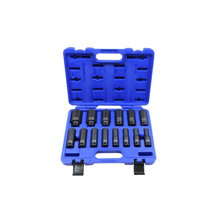 Set tubulare impact in 12 colturi, 10 - 32 mm, 14 piese, 1/2", Asta