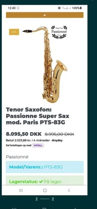 Saxofon tenor profesional  ,, PASSIONNE "