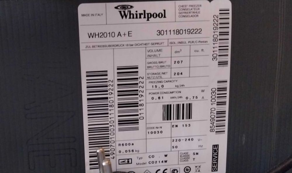 Lada frigorifica model WH 2010, Whirpool