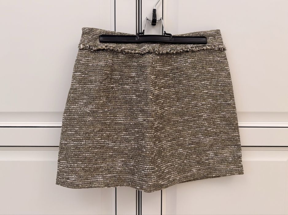 Set Zara tweed - sacou si fusta mini, detalii aurii, S