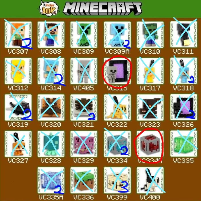 Обмен фигурками Kinder Joy Minecraft коллекции