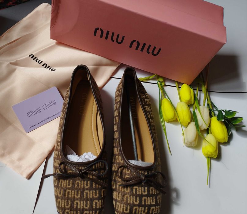 Балетки макасины туфли лоферы женские коричневые Miu Miu