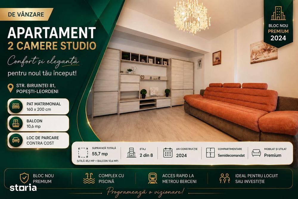 Apartament cochet 2 camere Metrou Berceni - 81 Residence | Piscină