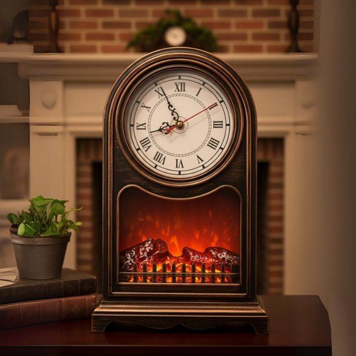 Винтидж настолен часовник с LED камина
