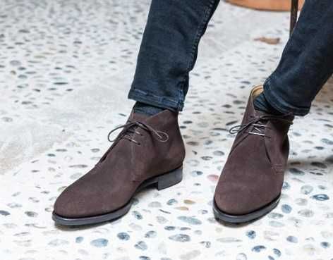 Ghete lace up chukka 45 Old Signature NOI piele naturala suede vernil