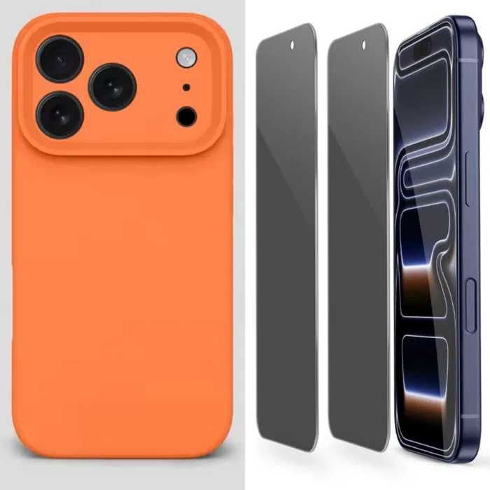 Husa Silicon ( diverse culori ) si Folie Sticla Privacy iPhone 12 Pro
