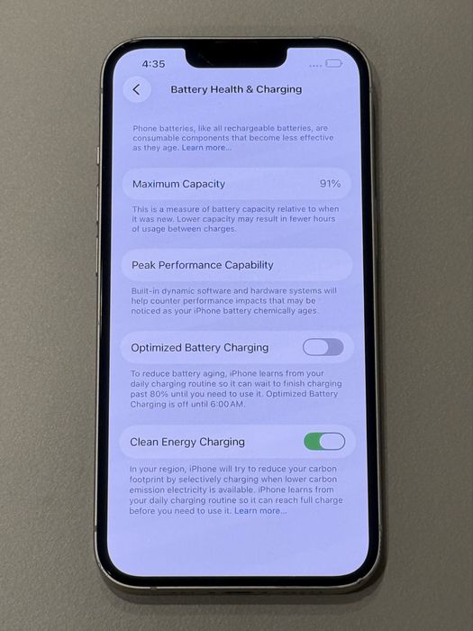 iPhone 13 бял 91% battery