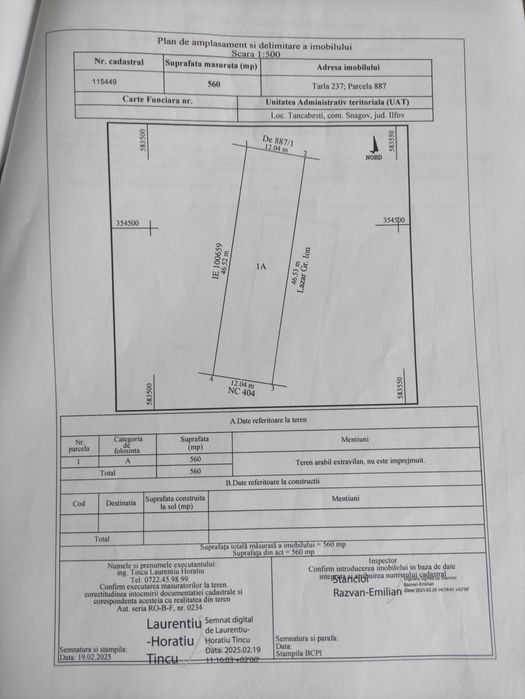 Teren intravilan Tancabesti 560 mp