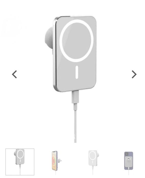 Suport MagSafe Auto, Incarcare Wireless, iPhone, Alb