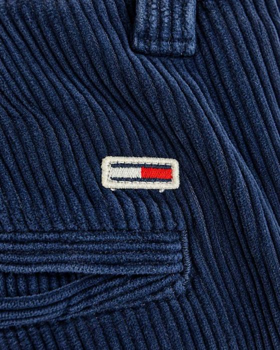 Pantaloni Tommy Jeans bărbați bleumarin, din bumbac, catifea reiată, Mărimea M