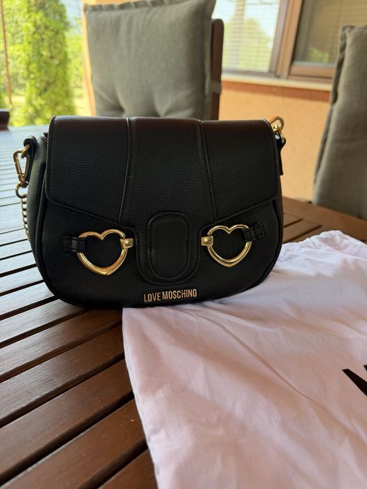 LOVE MOSCHINO черна чанта + прахова топбичка
