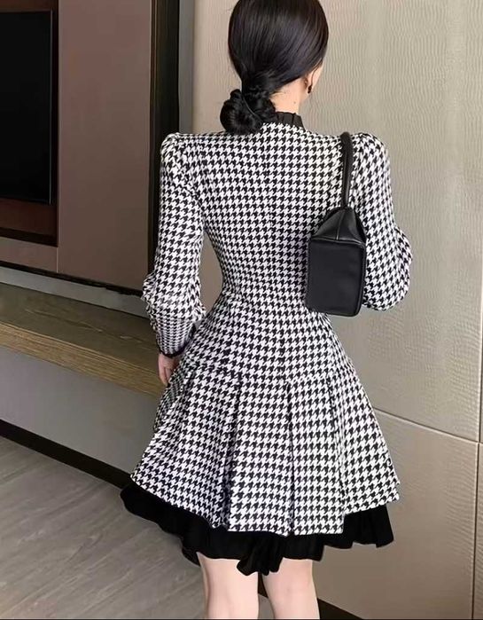 Рокля каре, Елегантна рокля, Есенна рокля, Рокля черно и бяло