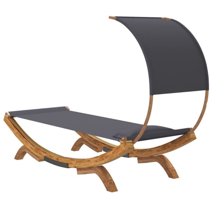 Sezlong pat exterior cu baldachin antracit din lemn masiv VidaXL nou