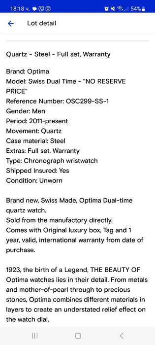 Optima Swiss Dual Time-OSC-299-SS-1