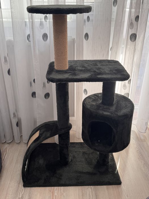 Ansamblu de joacă pentru pisici cu căsuță și sisal – nou – 95 cm