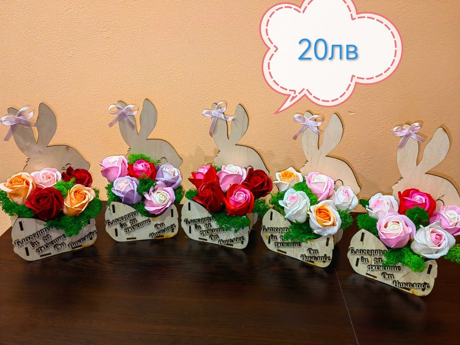 Цветни кошнички със сапунени цветя и скандинавски мъх