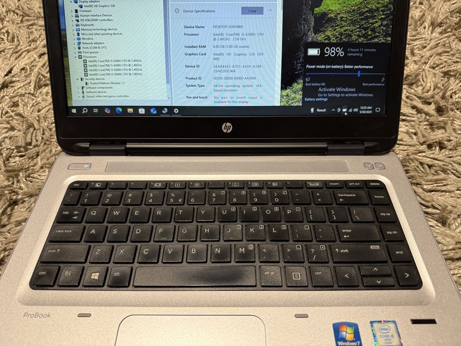 Laptop HP ProBook 640, 14” HD Ready, Intel i5-6300U, 8GB RAM 480GB SSD