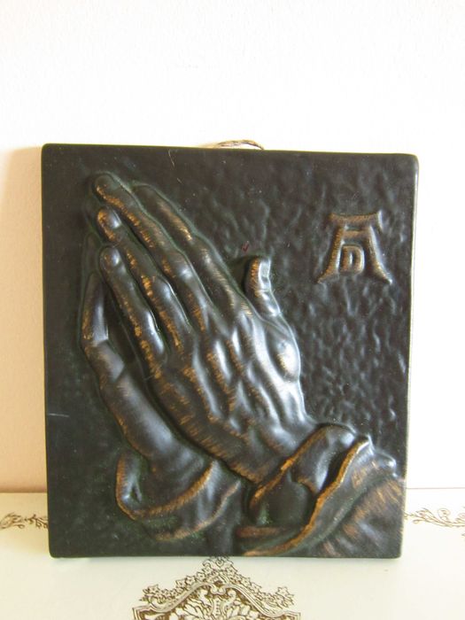 rar faianta placa ceramica porțelanată Maini de rugaciune Durer 1960