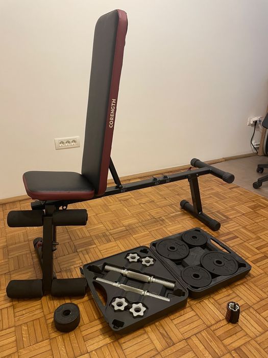 Set Banca şi 2 Gantere cu Greutăți Metalice ( Ganterele s au vandut )
