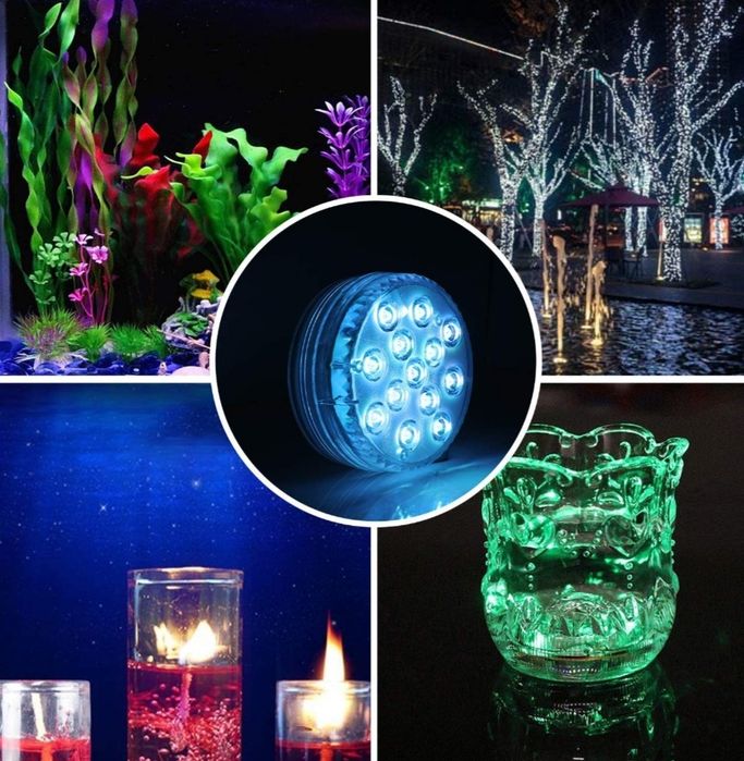 Set 4 led subacvatice ambientale RGB cu telecomanda IP 68