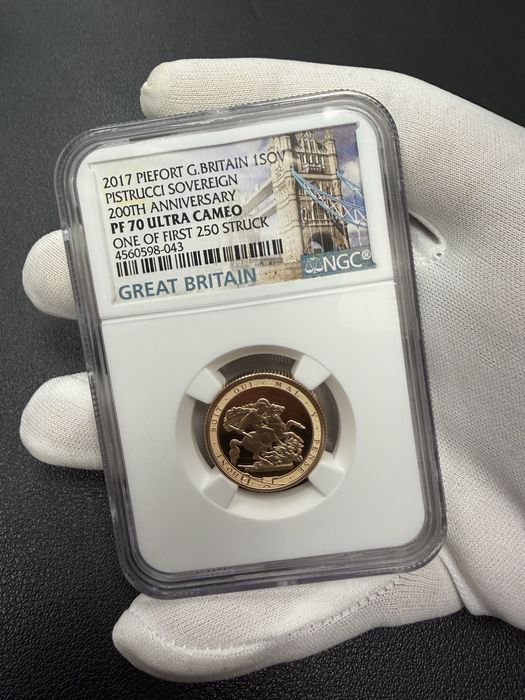 Златна монета 1 Sovereign 2017 Piedfort Proof – Pistrucci 200th Anniversary