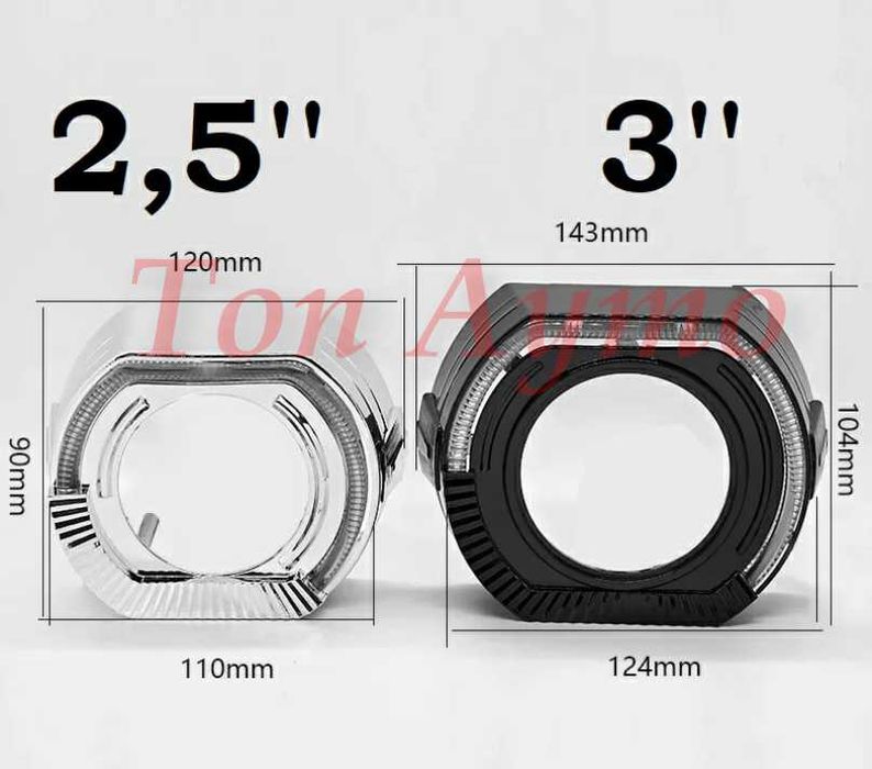 Декоративни Капачки 2,5'' и 3'' Angel eyes DRL Дневни Бяло и Оранжево