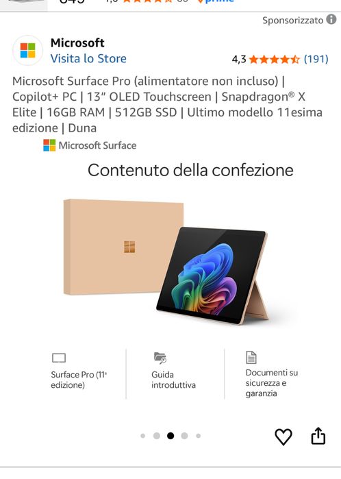 Microsoft surface pro, X Elite, OLED, 512gb, 2025, Dune. Sigilata.