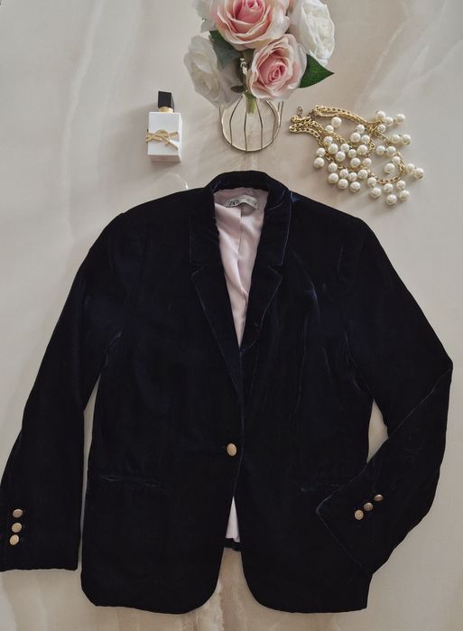 Кадифено сако в син цвят "ZARA "