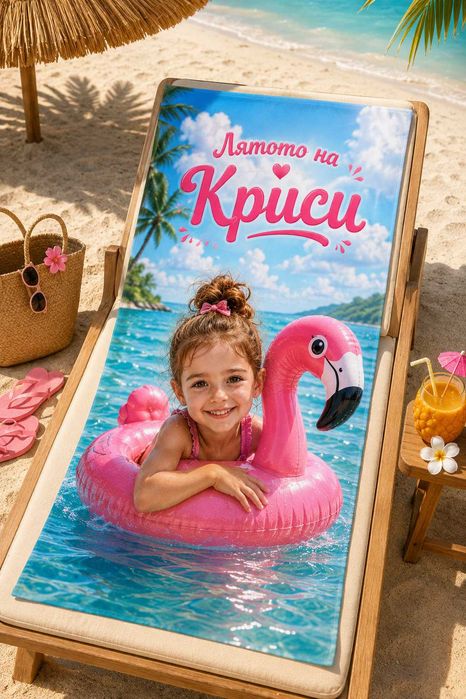 Персонализирана детски кърпа за плаж. Детски плажни кърпи/ хавлии с име