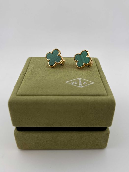 Серьги малахит Van Cleef