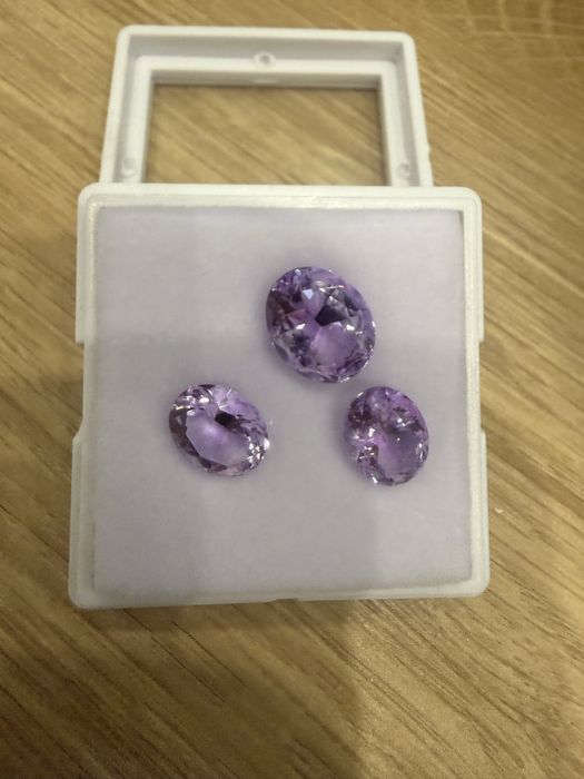 Лот естествени фасетирани аметисти – 7.85 ct (3 броя) – отлична шлифовка