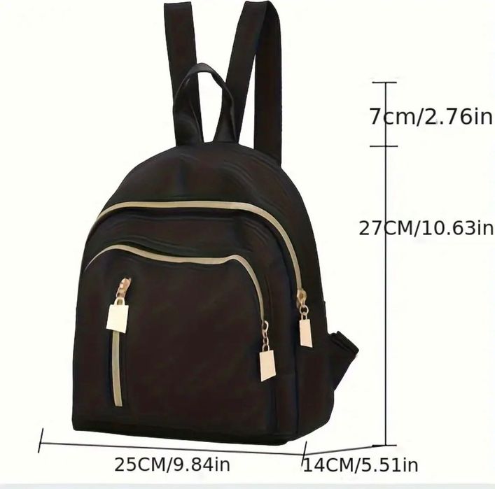 Дамска елегантна черна раница с регулируеми презрамки