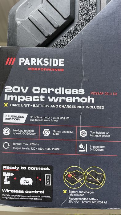 Masina insurubat cuimpact Parkside PDSSAP 20V  Li-D3 cu acumulator