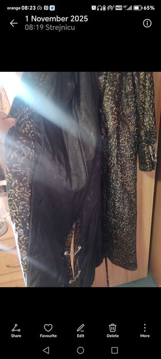 Palton dama lung, din piele naturala animal printat