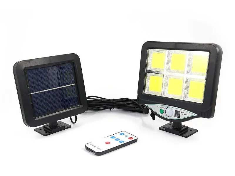 Лампа с отделен соларен панел и 128 cob led диода с 3 режима,дистанцио