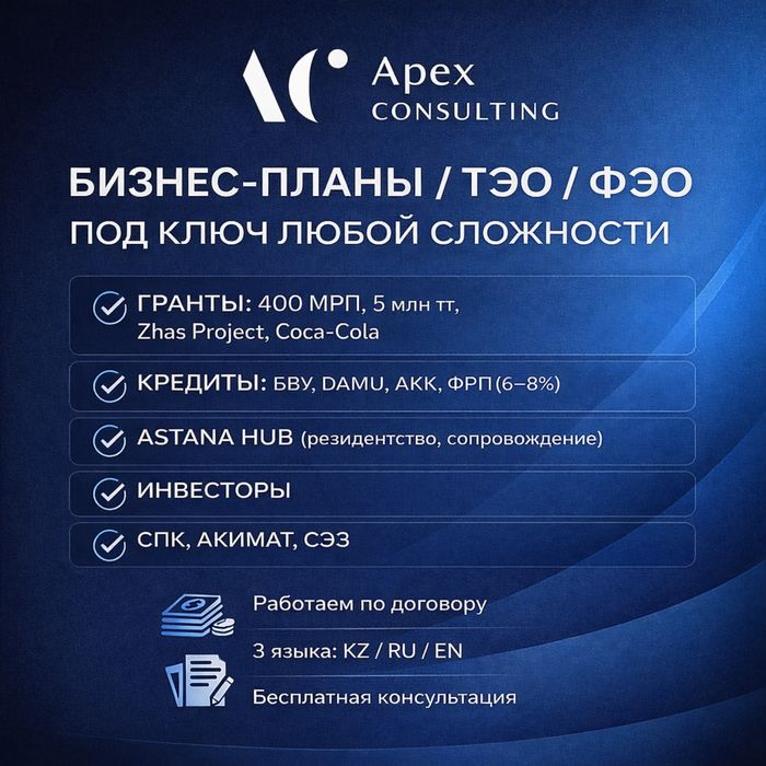 Бизнес-план|презентация|ТЭО|ФЭО|гранты 400мрп 5млн|Даму|AstanaHub |СЭЗ