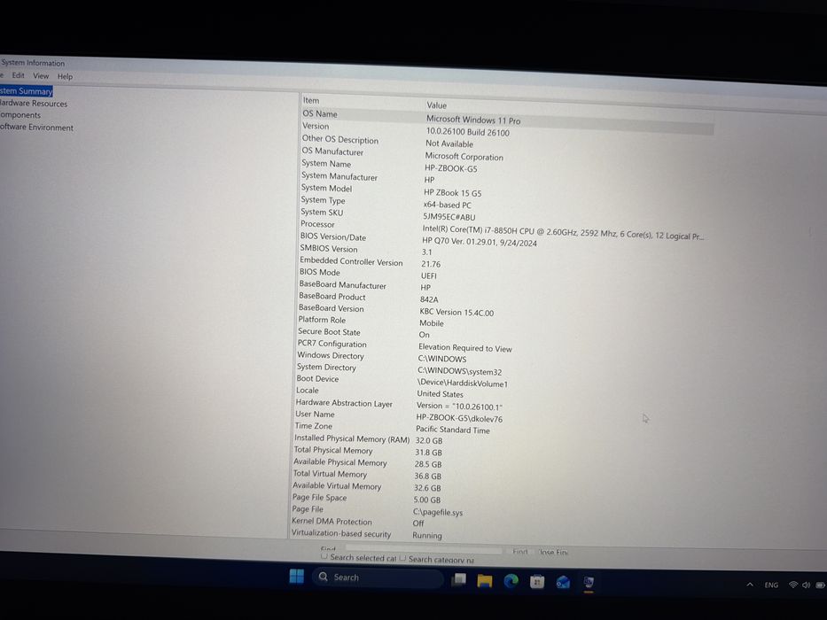 HP Zbook 15 G5 i7 8850H/ DDR4 32GB