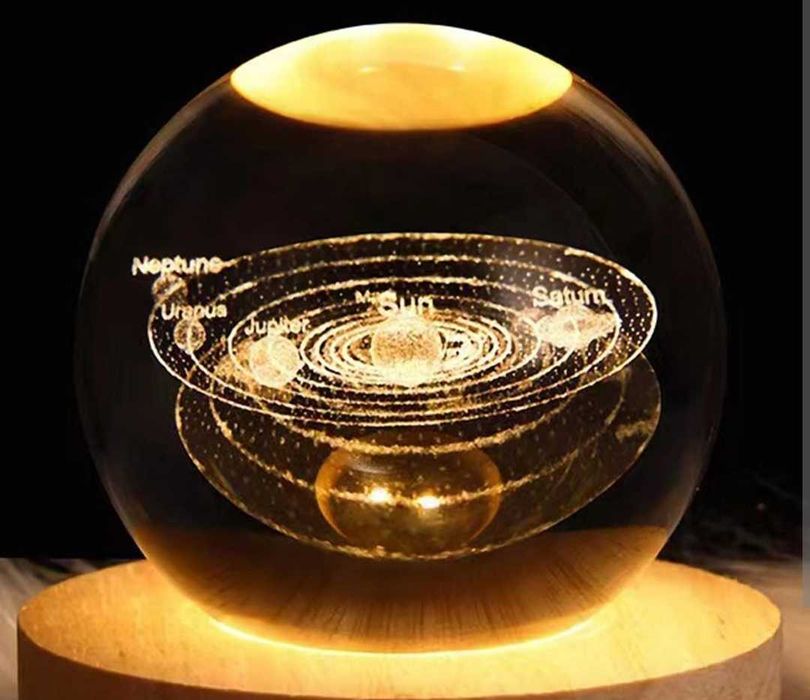 3D нощна лампа космос-Сатурн и нейните луни