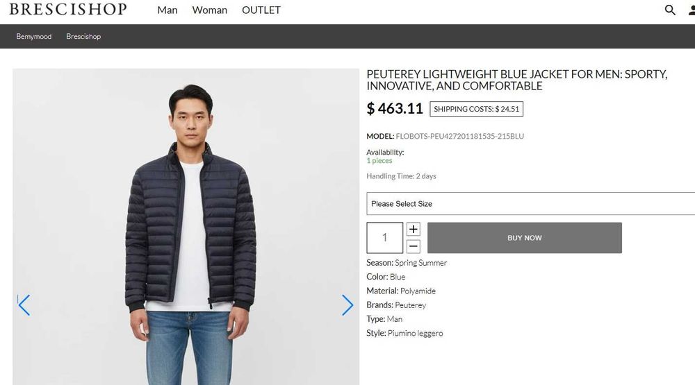 Jacheta slim S M premium Peuterey usoara practica profesionala negru