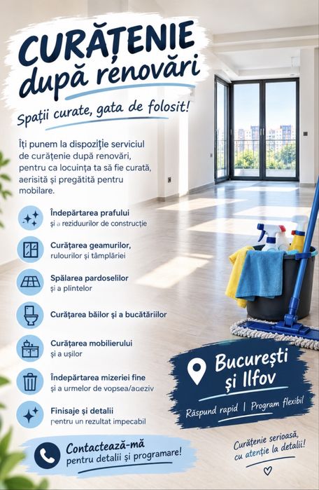 Curățenie după renovări – apartamente și case | București & Ilfov