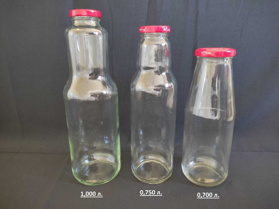 Стъклени бутилки, буркани и капачки