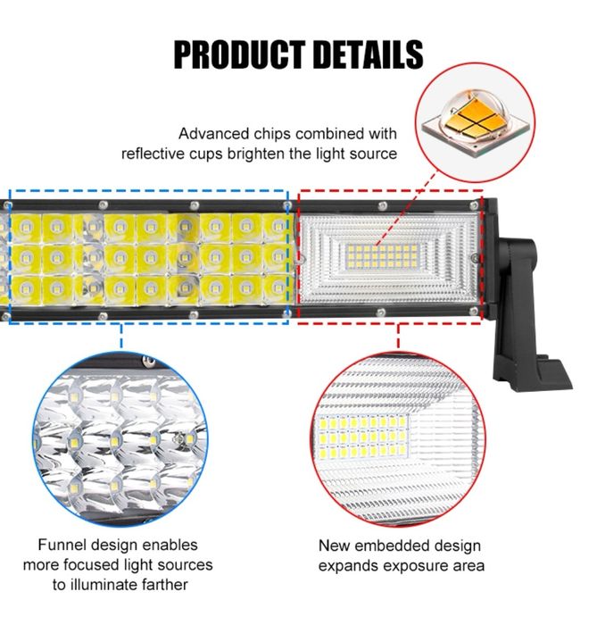 Мощни триредови лед барове 324 w - 459 W(лед бар)