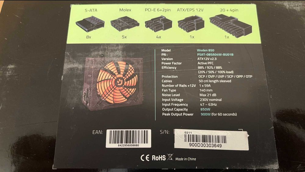 Захранване nJoy Woden 850W 80 Plus Gold